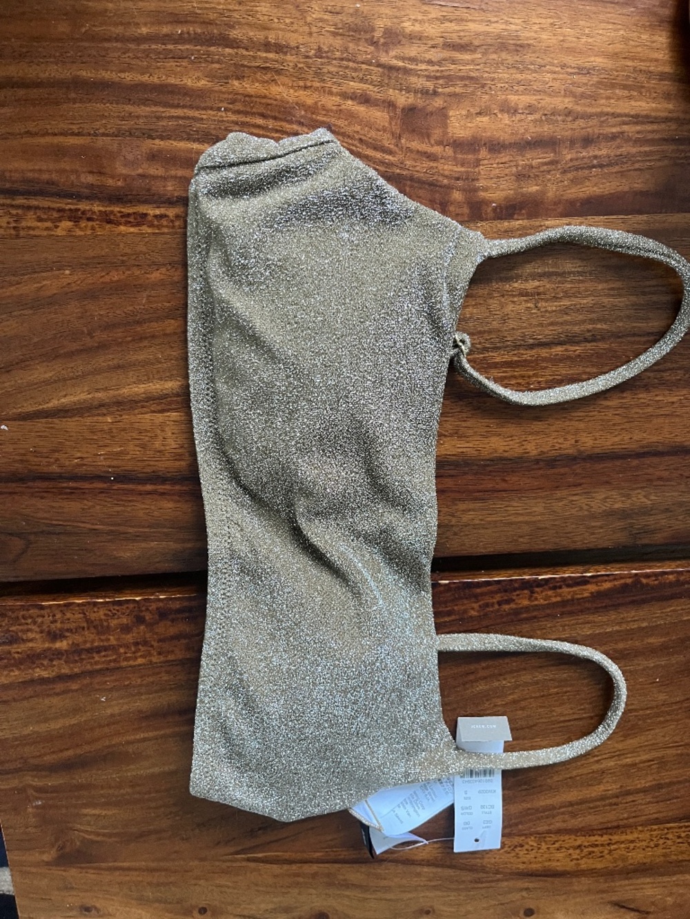 j. crew scoopneck bikini top in gold sparkle S NWT - Picture 3 of 5